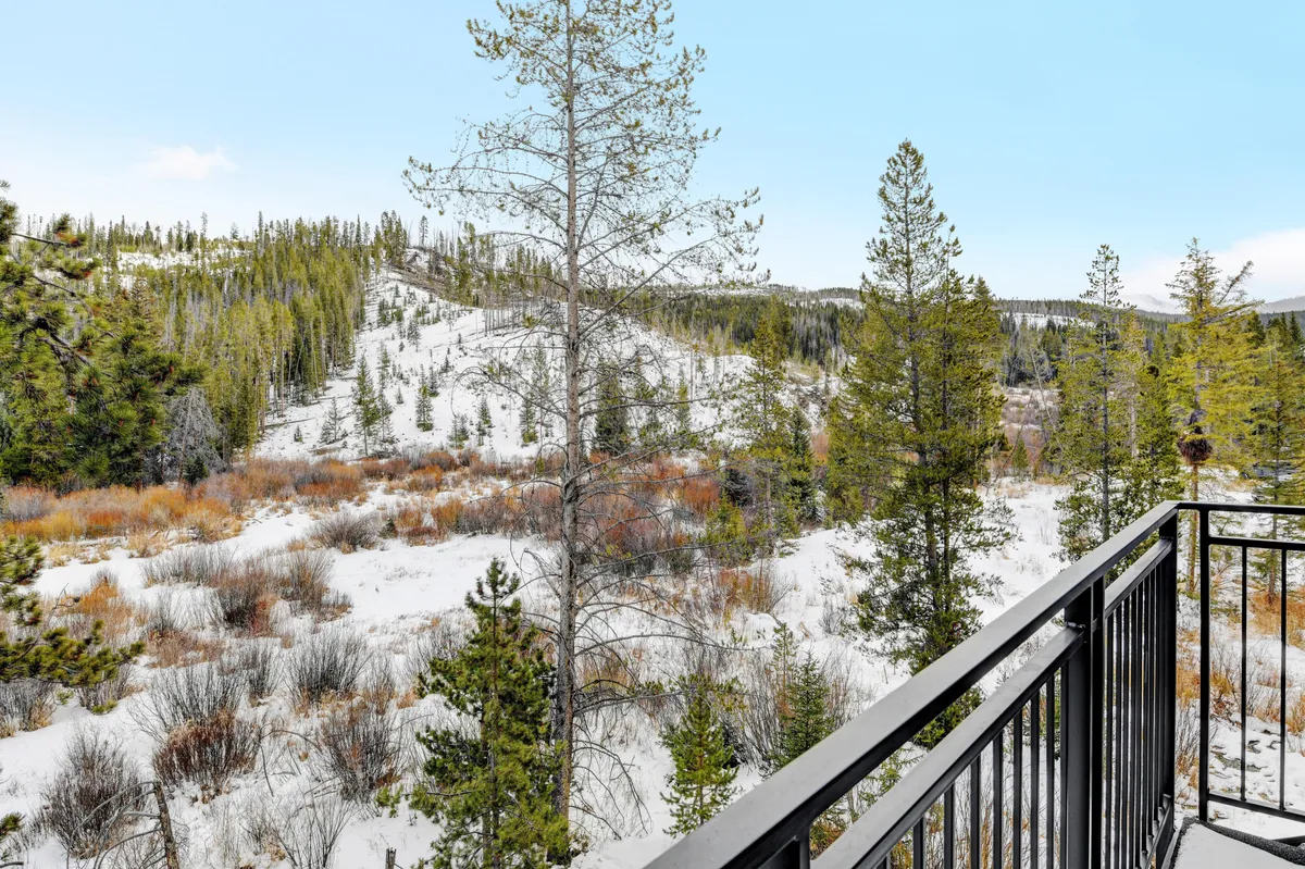 A sweeping vista of snow-covered mountains and tall evergreens under a tranquil sky, inviting thoughts of hiking, skiing, or simply enjoying the outdoors. The peaceful landscape evokes the natural beauty accessible just outside the condo.